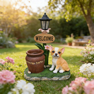 Statue de jardinière Corgi