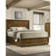 Structure de lit double, couleur noyer, style transitionnel, bois d'hévéa massif, placage, bois d'ingénierie, tête de lit haute pour chambre à coucher-852798947