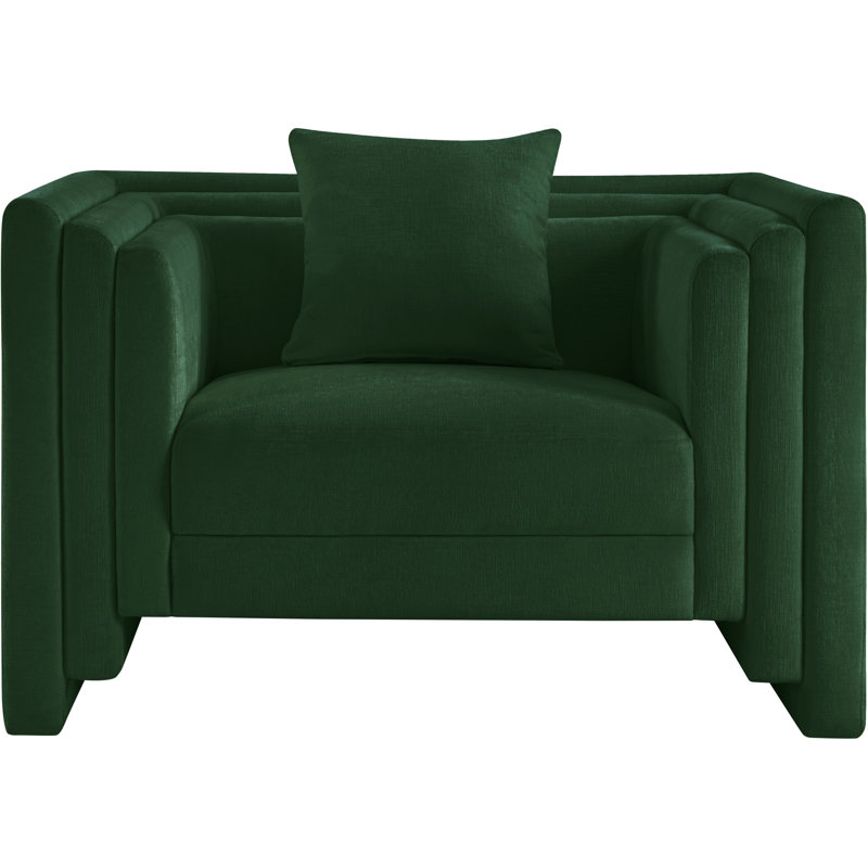 Everett Jalice Chenille Fabric Upholstered Chair, Green Chenille Fabric