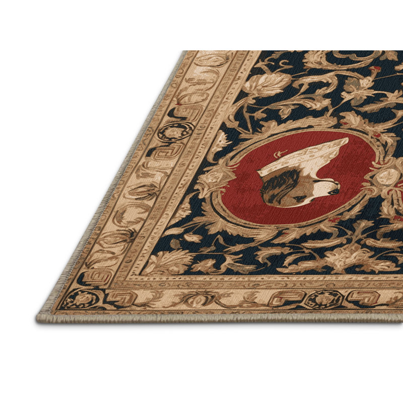 Tapis brun français lavable à la machine, Rectangle 5 pi x 7 pi