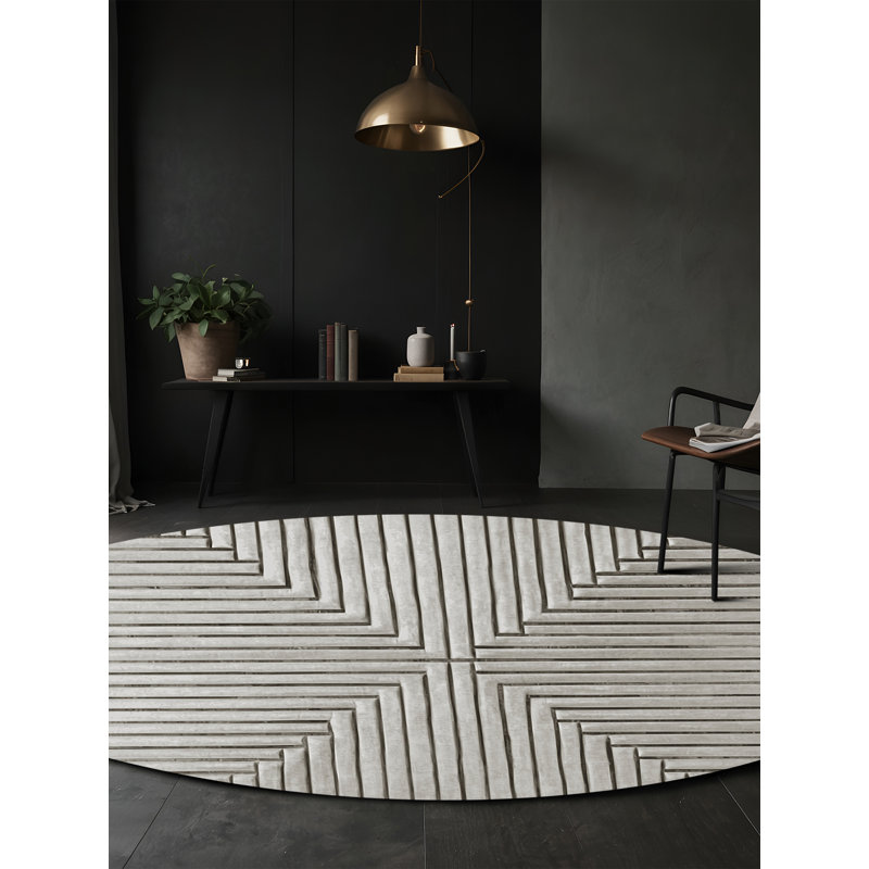 Tapis gris lavable à la machine GSIX03635, Rond 6 pi