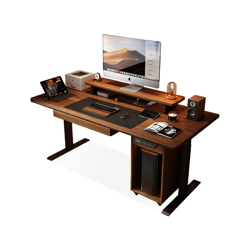 Walnut Rectangular Solid Wood Standing desk, 47.24" H x 78.74" W x 39.37" D
