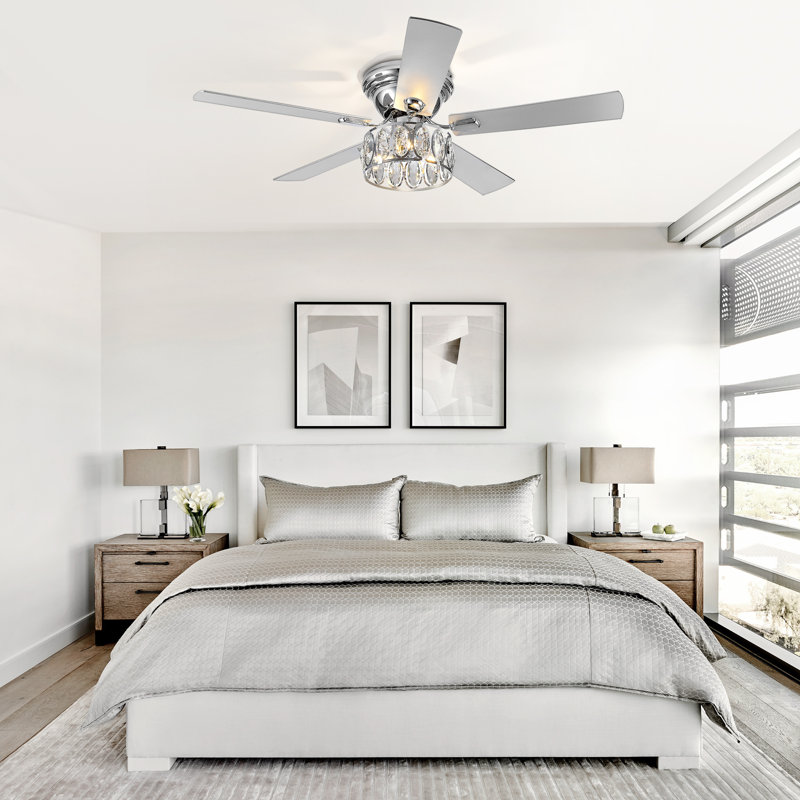 132.08cm Ceiling Fan with Light Kit, Silver