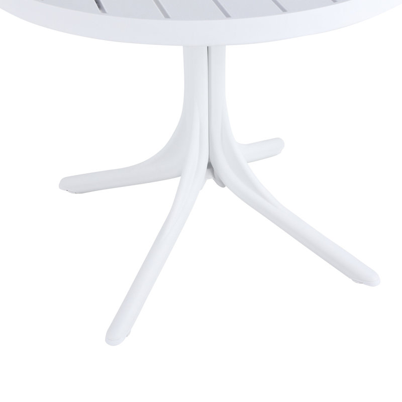 Summer - Modern White Round Plastic Table – 36 Inch Indoor/Outdoor Dining Table & Coffee Table, Lightweight Polypropylene All-Weather Patio Table For Garden, Courtyard, Kitchen, Camping (White)