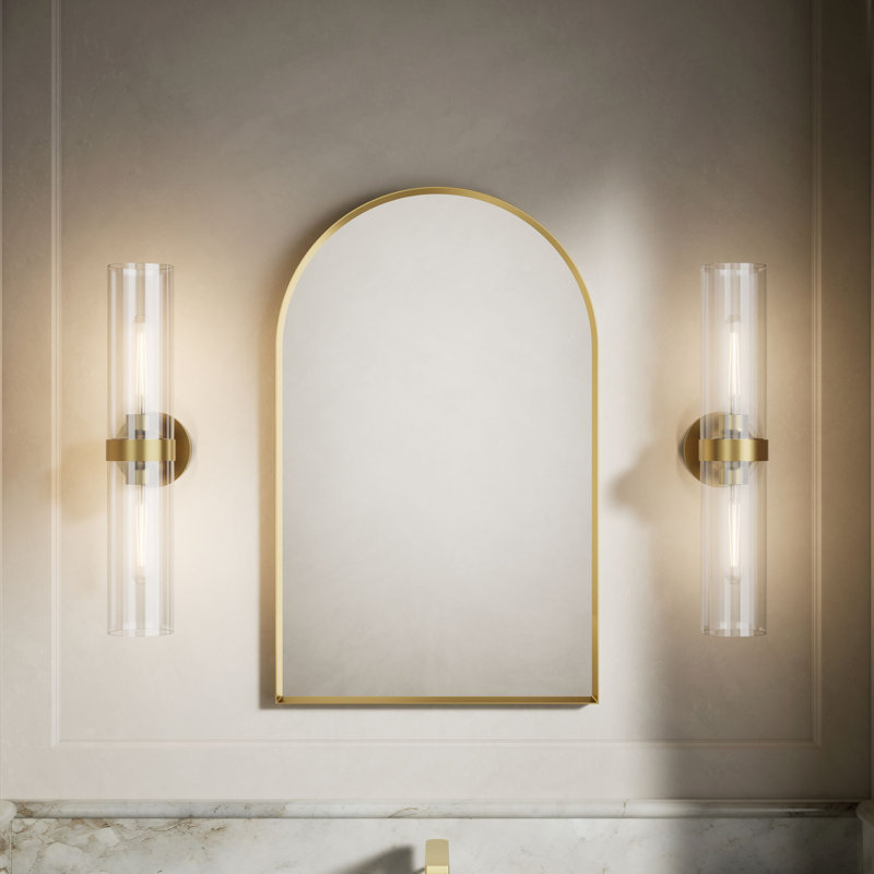 Essentiel 24 po X 36 po Miroir arqué, Doré brossé moderne, 32 po x 20 po