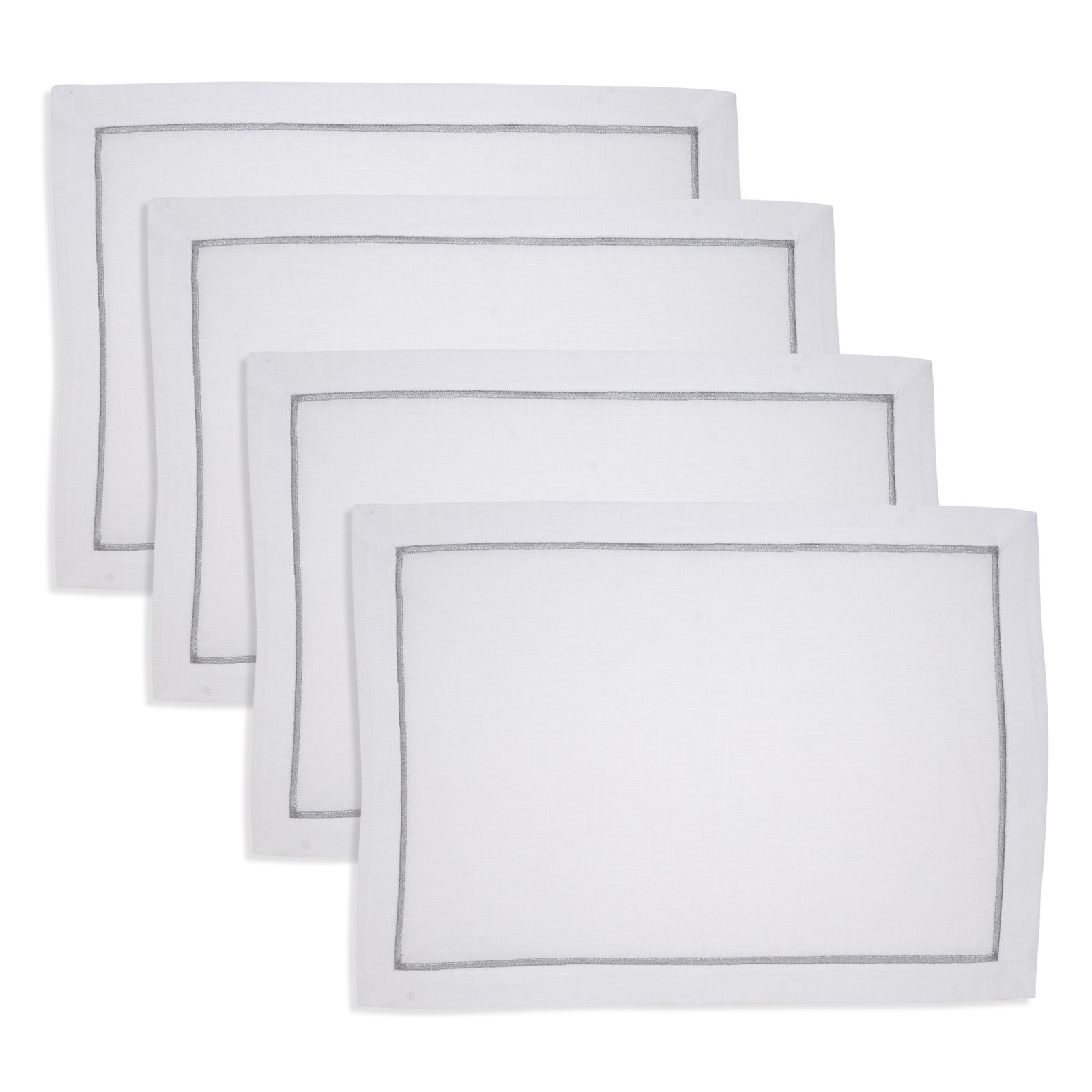 Embroidered Line Design Placemat (Set of 4), Silver