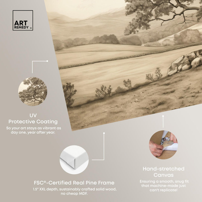 Forested Antiquity Vintage Landscape Gallery Wrapped Canvas, 12" x 12"