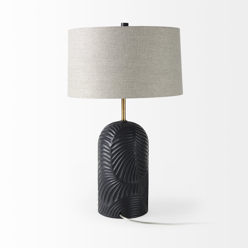 Lampe de table en résine Vernal, Beige, Bleu marine