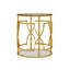 Table d'appoint ronde dorée de luxe 19,7 pouces avec tablettes de rangement-1324490650