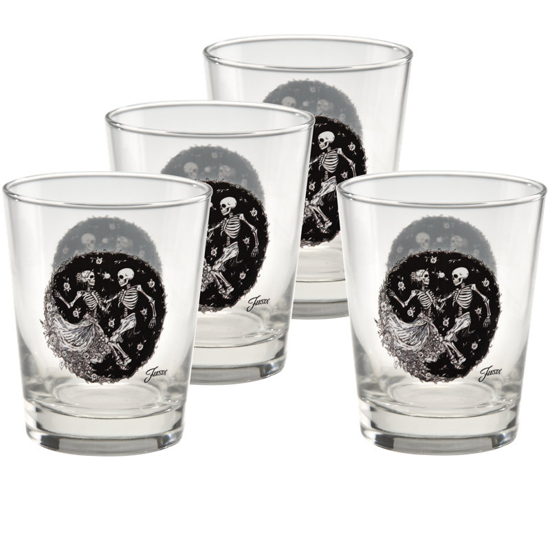 Ensemble de 4 verres fuselés Fiet Dancing Skeletons Duet 15 onces