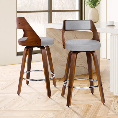 Swivel Upholstered Counter Stool with Solid Wood Frame