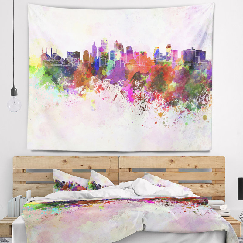 Tapisserie d'horizon de kansas city Cityscape, H 78 po x l 92 po