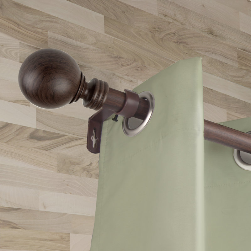 Tringle à rideaux simple en faux bois Abdulahi, 28" - 48", Noyer foncé