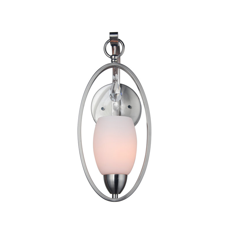 Berenice Glass Armed Sconce, Satin Nickel