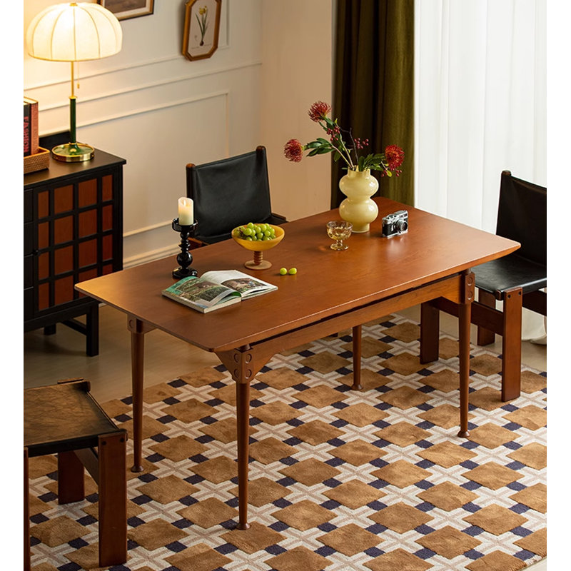 Retro solid wood rectangular design small dining table for home, 29.84"H x 55.12"L x 31.5"W