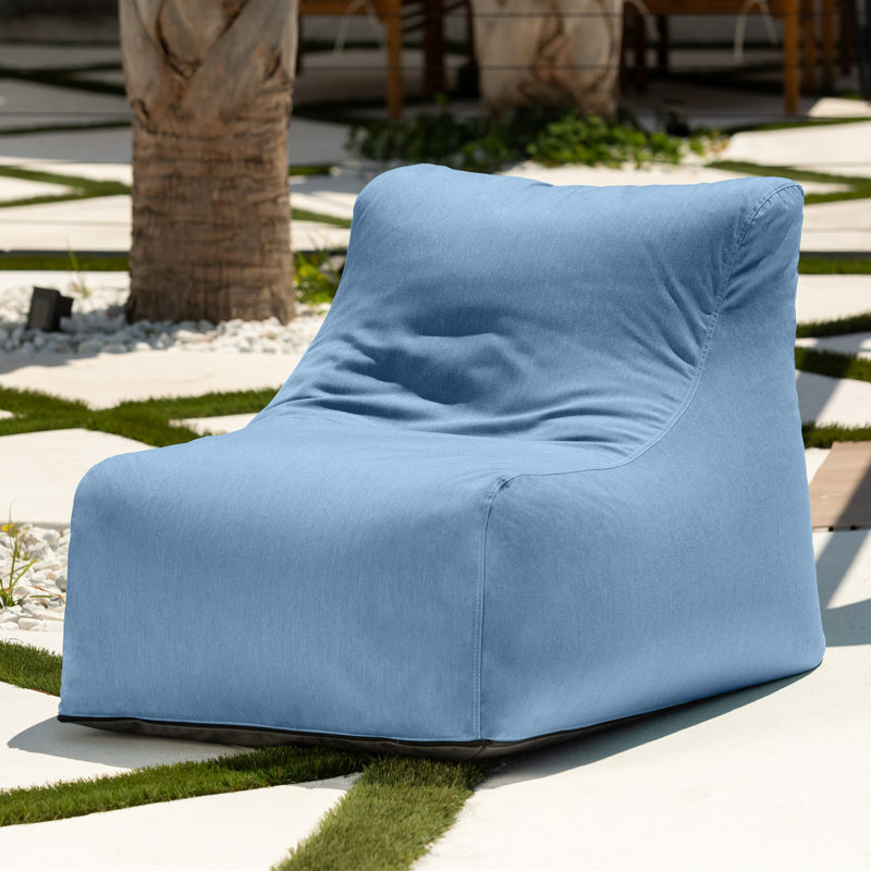 Ponce Outdoor Medium Bean Bag Chair, Ocean Blue Sunbrella