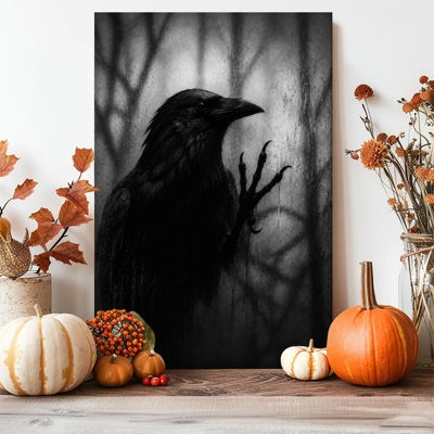 1 impression encadrée sur toile, corbeau noir, oiseau gothique, affiche, Académie foncée, décor Moody Natu, impression sur toile, peinture pour salon, chambre, salle de bain, dortoir, prêt à accrocher