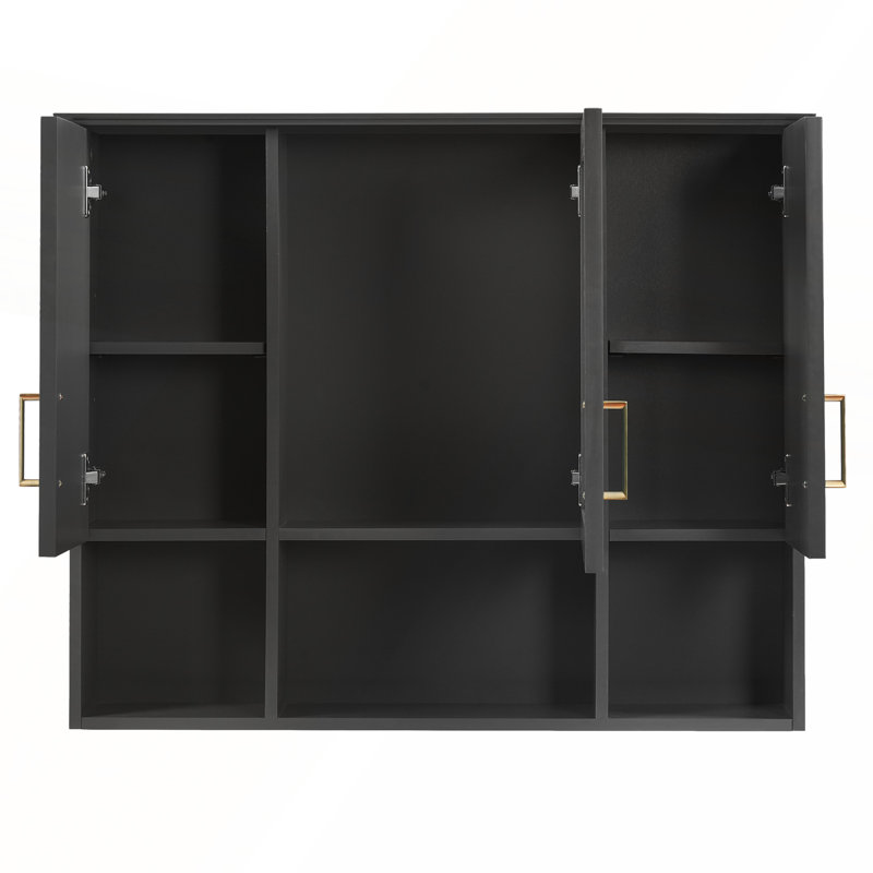 Armoire à pharmacie murale de 35 pouces avec tablettes réglables, portes à fermeture en douceur et miroir haute définition pour meuble-lavabo