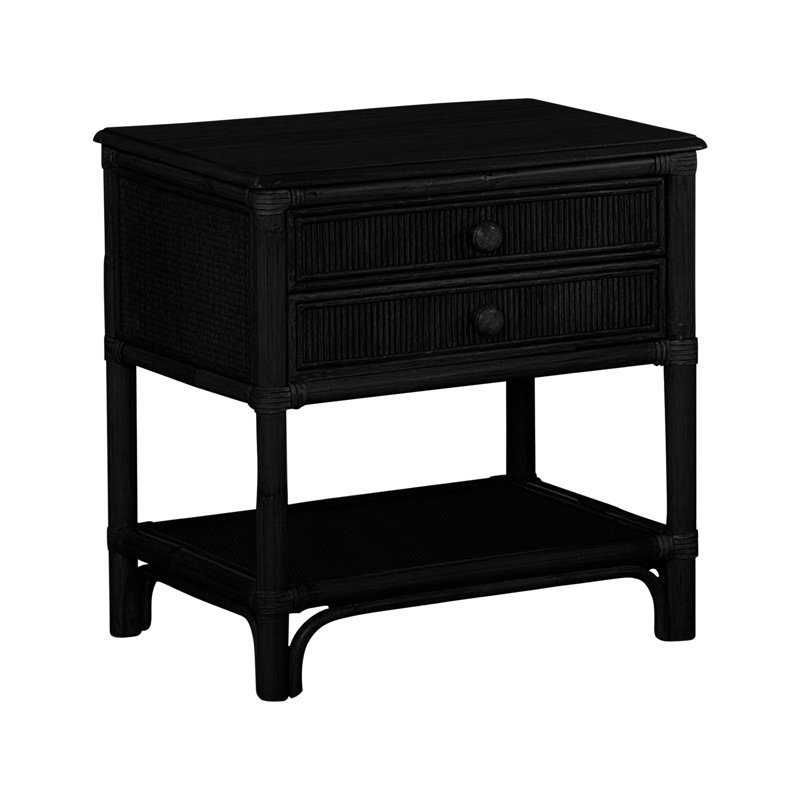 Summer Retreat 2 - Drawer Rattan Nightstand, Black