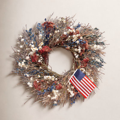 Preserved Patriotic Twigs and American Flag Wreath