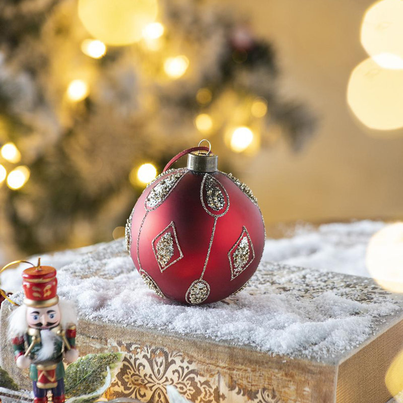D3,9 po, boules de Noël décoratives, boules de Noël suspendues en verre pour décorations de fêtes, lot de 6