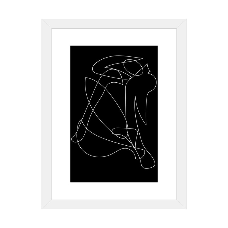 Silhouette déconstruite par Mambo art studio-impression, Blanc, H 24 po x l 16 po x P 1 po, Papier encadré blanc