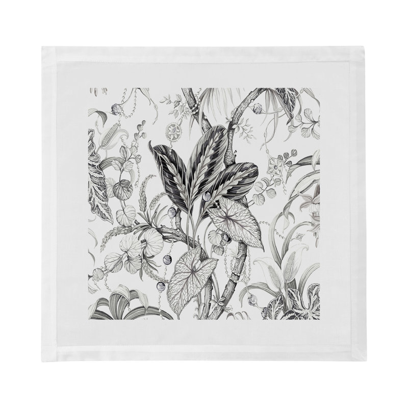 Amazonia Cotton Sateen Dinner Napkins, Dovecote Black White