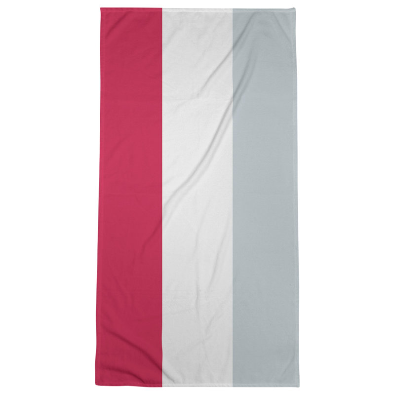 Cotton Blend Lightweight Bath Towel, Red/White/Silver