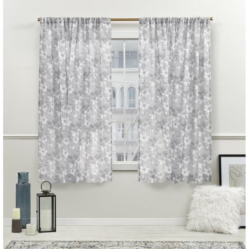 Nicole Miller New York Dara Light Filtering, Semi Sheer Rod Pocket Curtain Panels, Gray, 54" W x 63" L