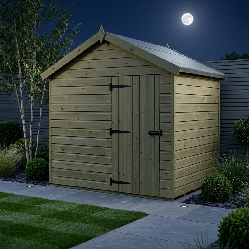 Total Sheds 8ft x 5ft Apex Garden Shed - Single Door - No Windows - Pressure Treated Timber - UK Manufactured