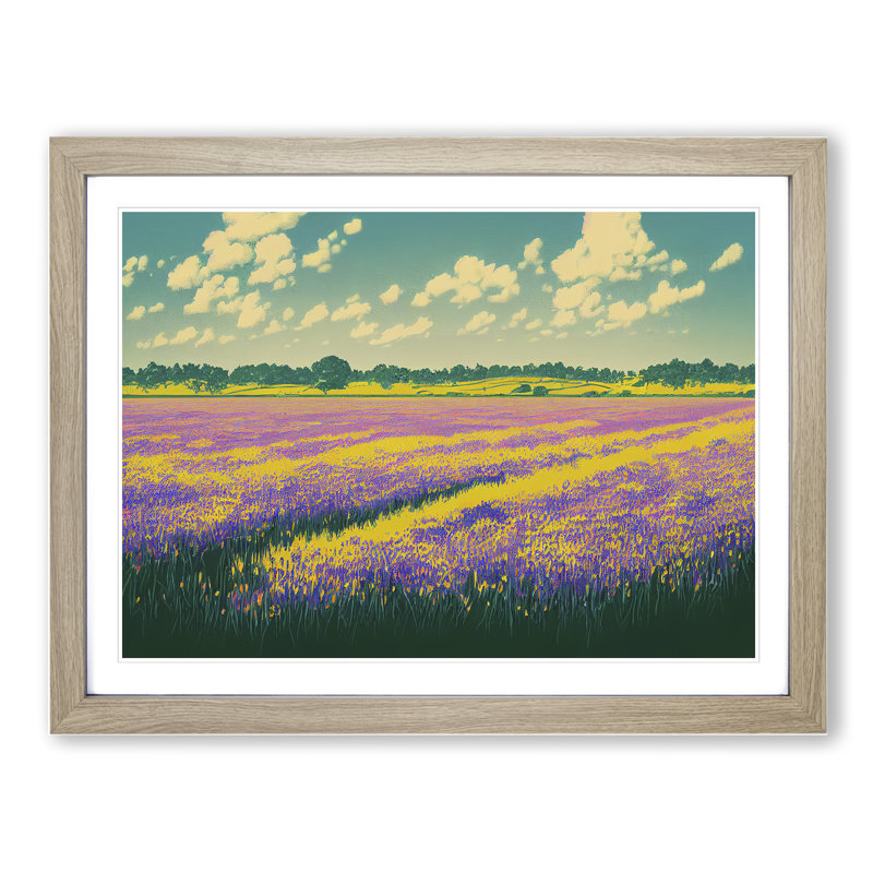 Intoxicating Bluebell Field - Framed Print, 46cm H x 64cm W x 2cm D, Oak