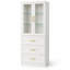 White 2-Piece Storage Set with Wall-Mounted Glass Display Cabinet & 3-Drawer Chest