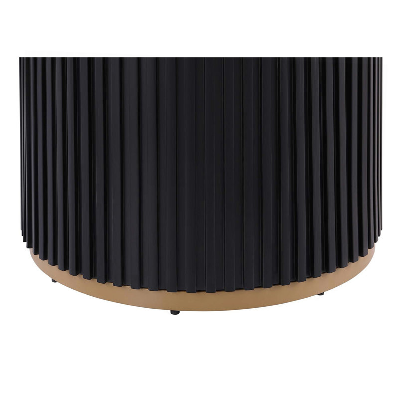 Table de salle à manger de 46 pouces en faux marbre, base en métal noir Wave avec décoration dorée - peut accueillir 4 personnes pour la cuisine et la salle à manger