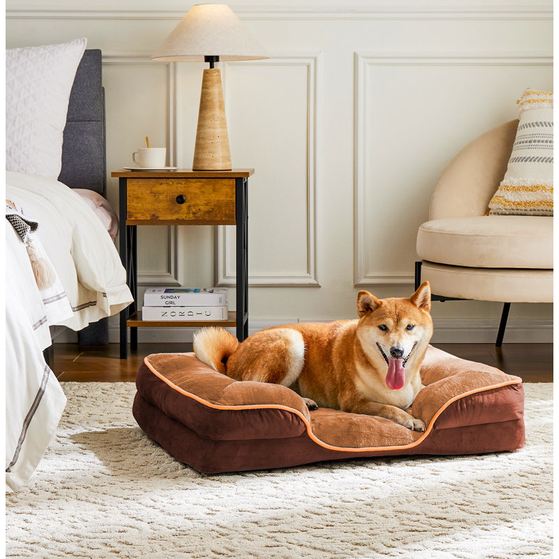 Memory Foam pet bed,washable removable with non-slip base Waterproof liner egg crate, 18" W x 24" L