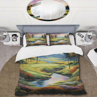 Golf Enchanted Greens - Golf Duvet Cover Set - Microfiber Polyester