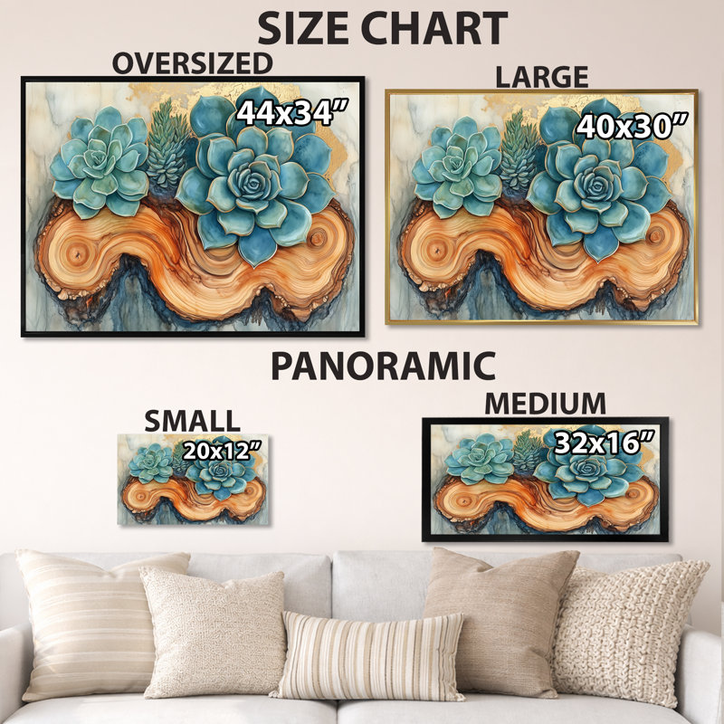 Succulentes sereines II - Affiche encadrée Agave, H 12 po x l 20 po, Encadrement doré
