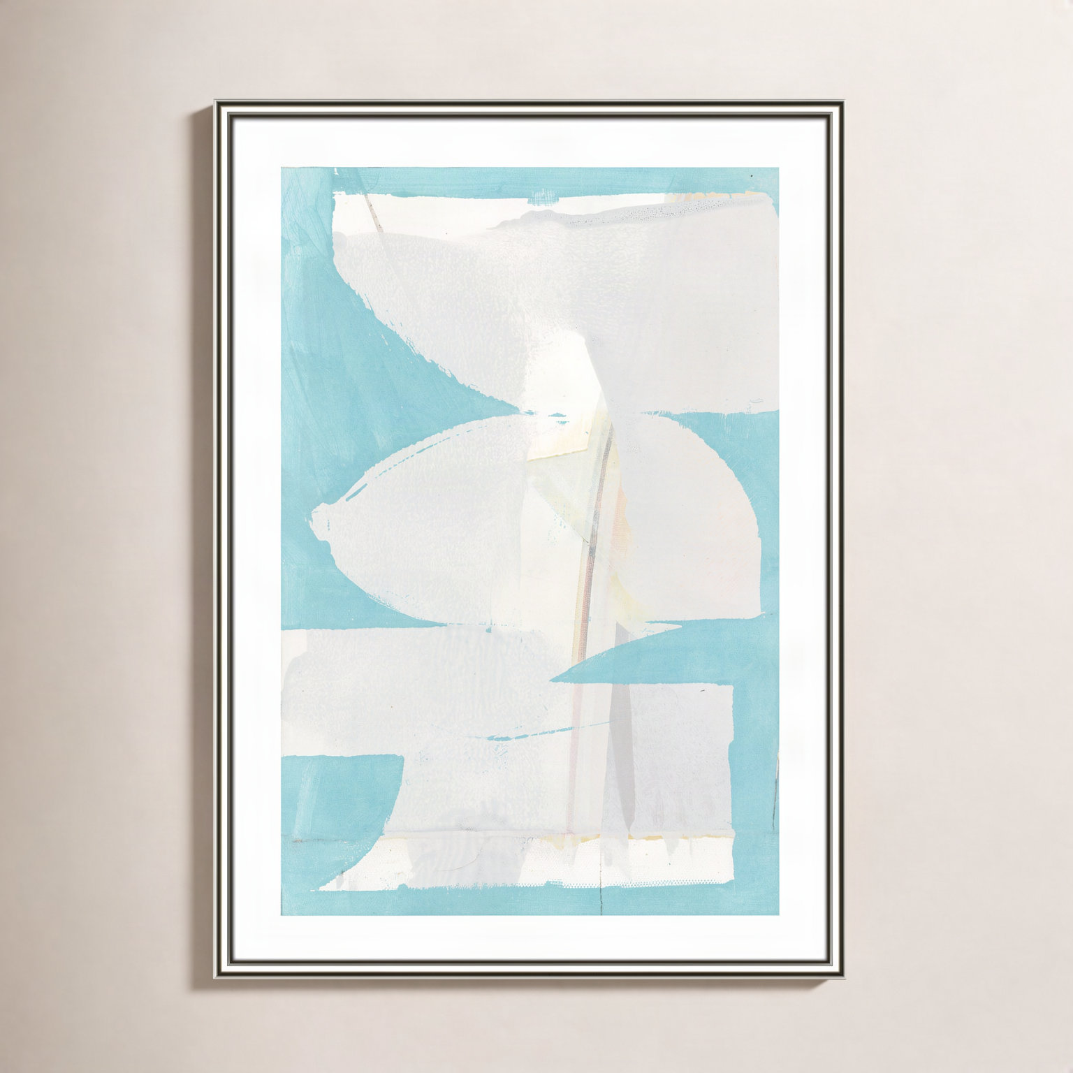 Nara "Carve I" Painting, 36.75" H x 26.75" W x 0.88" D, Silver Framed Paper