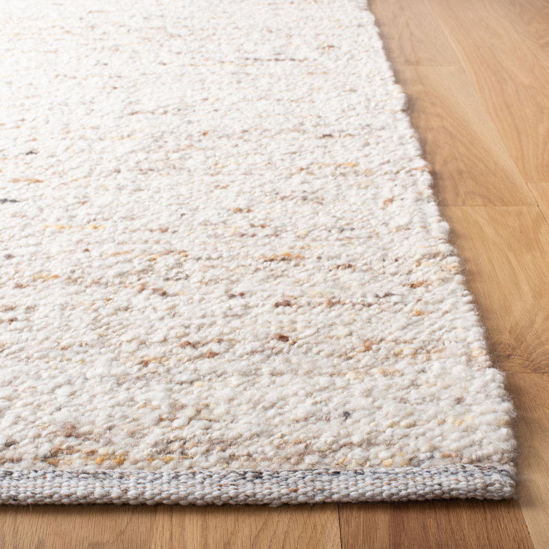 Ardolino Natura Hand Woven Wool/Cotton Rug in Ivory/Light Gray, Runner 2'3" x 8'