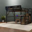 Grands lits mezzanine avec bureau de rangement, lit industriel en métal peu encombrant