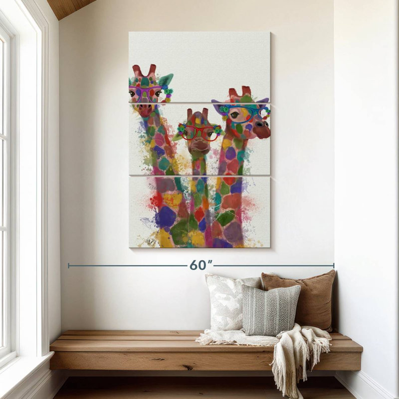Trio de girafes Brampt Rainbow Splash, H 50 po x l 32 po