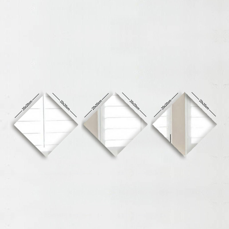 Ensemble de miroir élégant 3 pièces, 100% verre, 7,9 po x 7,9 po | Design sans cadre, épaisseur: 0,16 pouce | Finition argentée élégante, parfaite pour la décoration intérieure, le salon, la chambre à coucher et le vestibule - Améliorez votre espace