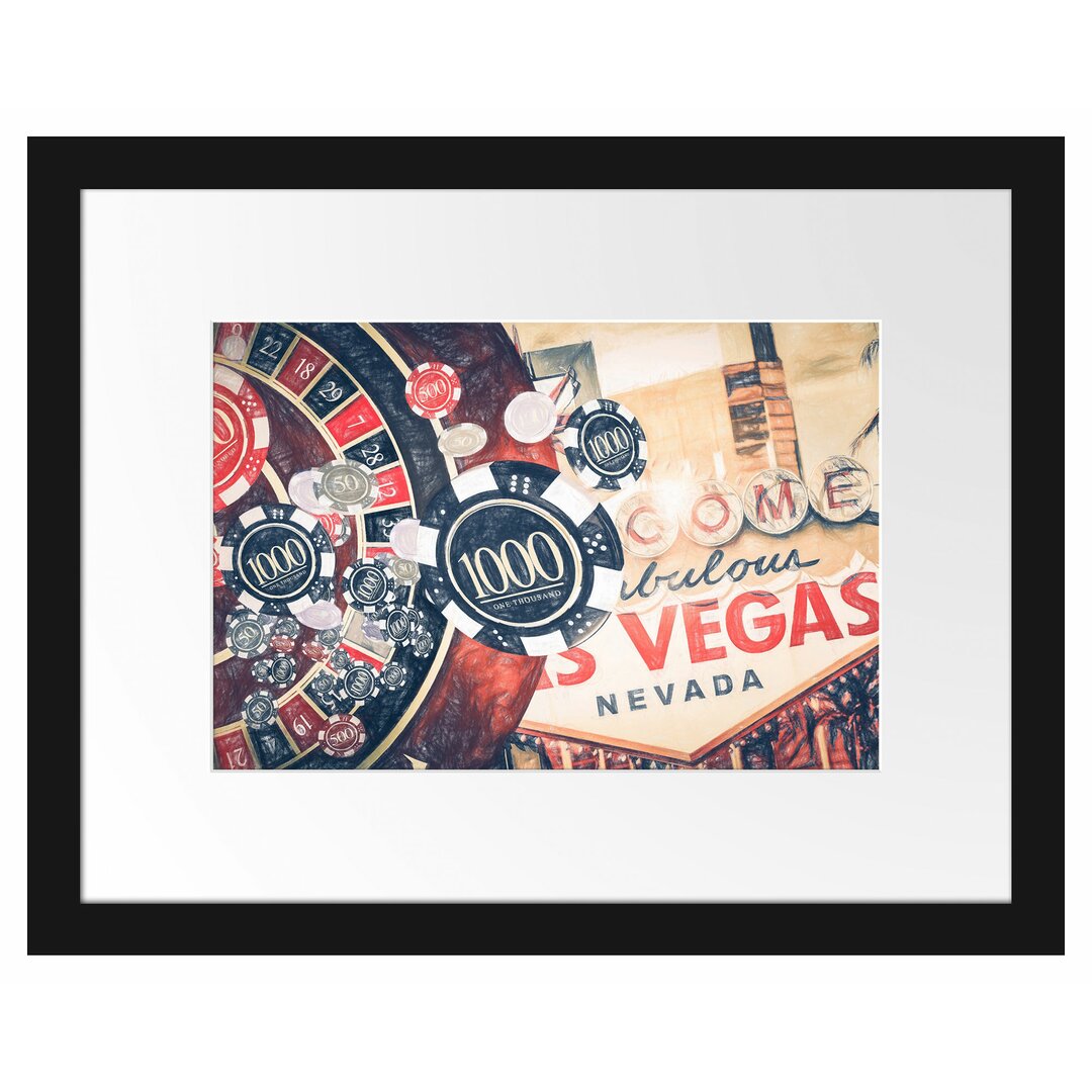 Gerahmtes Poster Las Vegas Casino Roulette