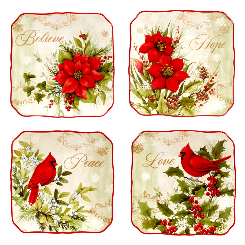 Winter''s Medley Set Of 4 Canape Plates