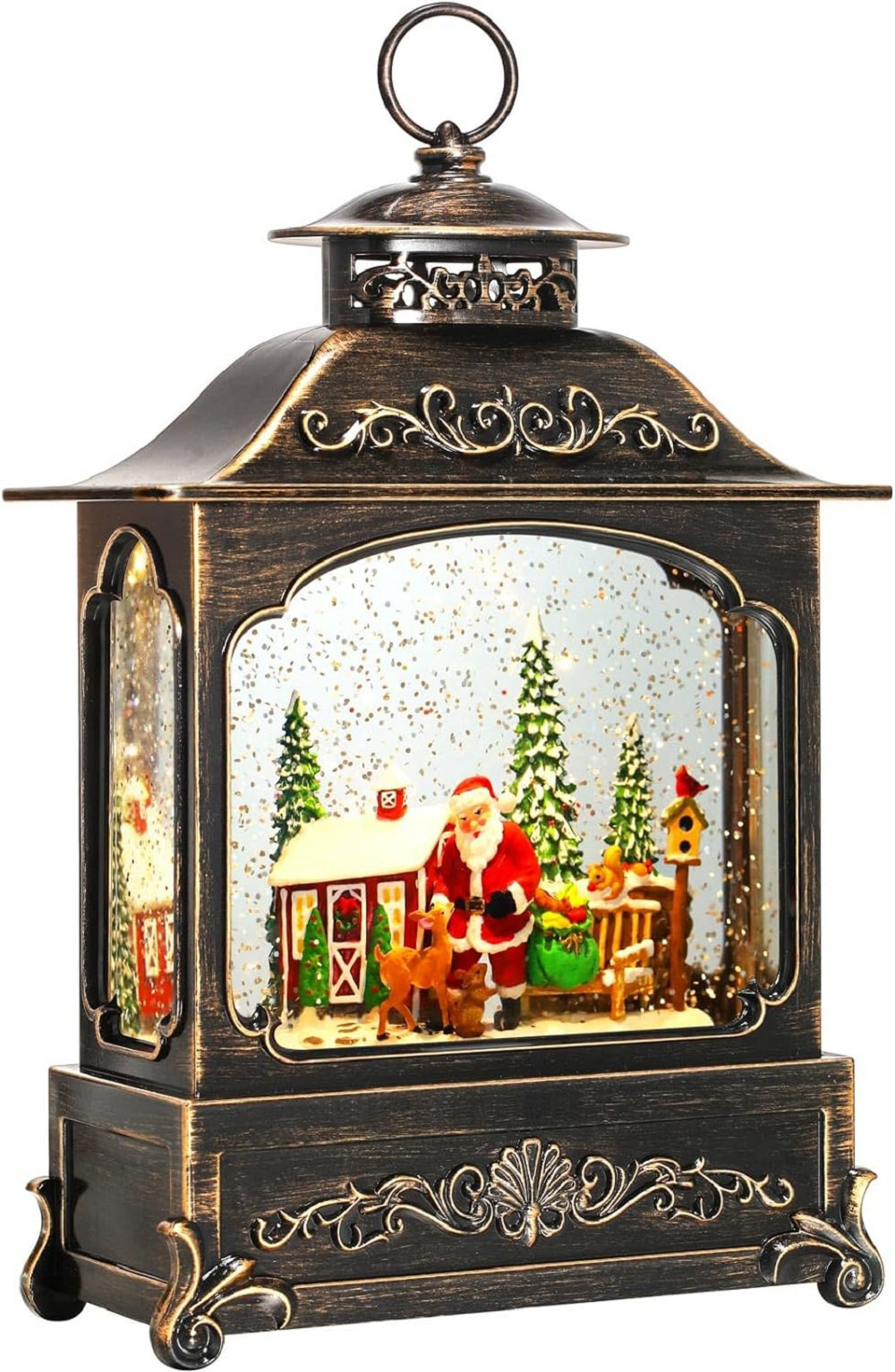 The Holiday Aisle® Christmas Snow Globes, USB Or Battery Operated Sparkly Glitter  Snow Globe Cardinal Church Lantern With Musics For Christmas Decorations  And Snow Globe Collection,Red