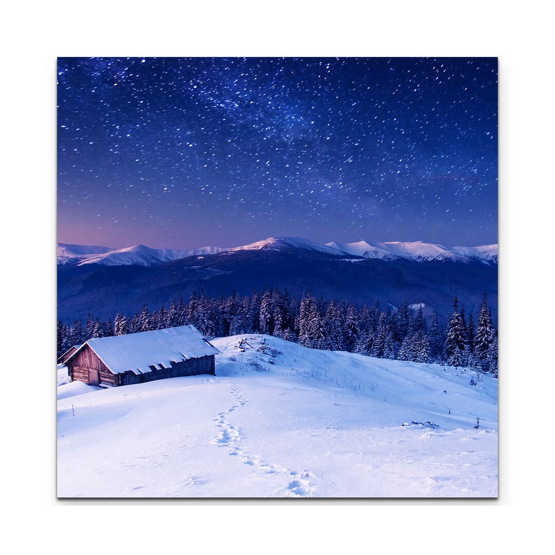 Leinwandbild Winterlandschaft bei Nacht