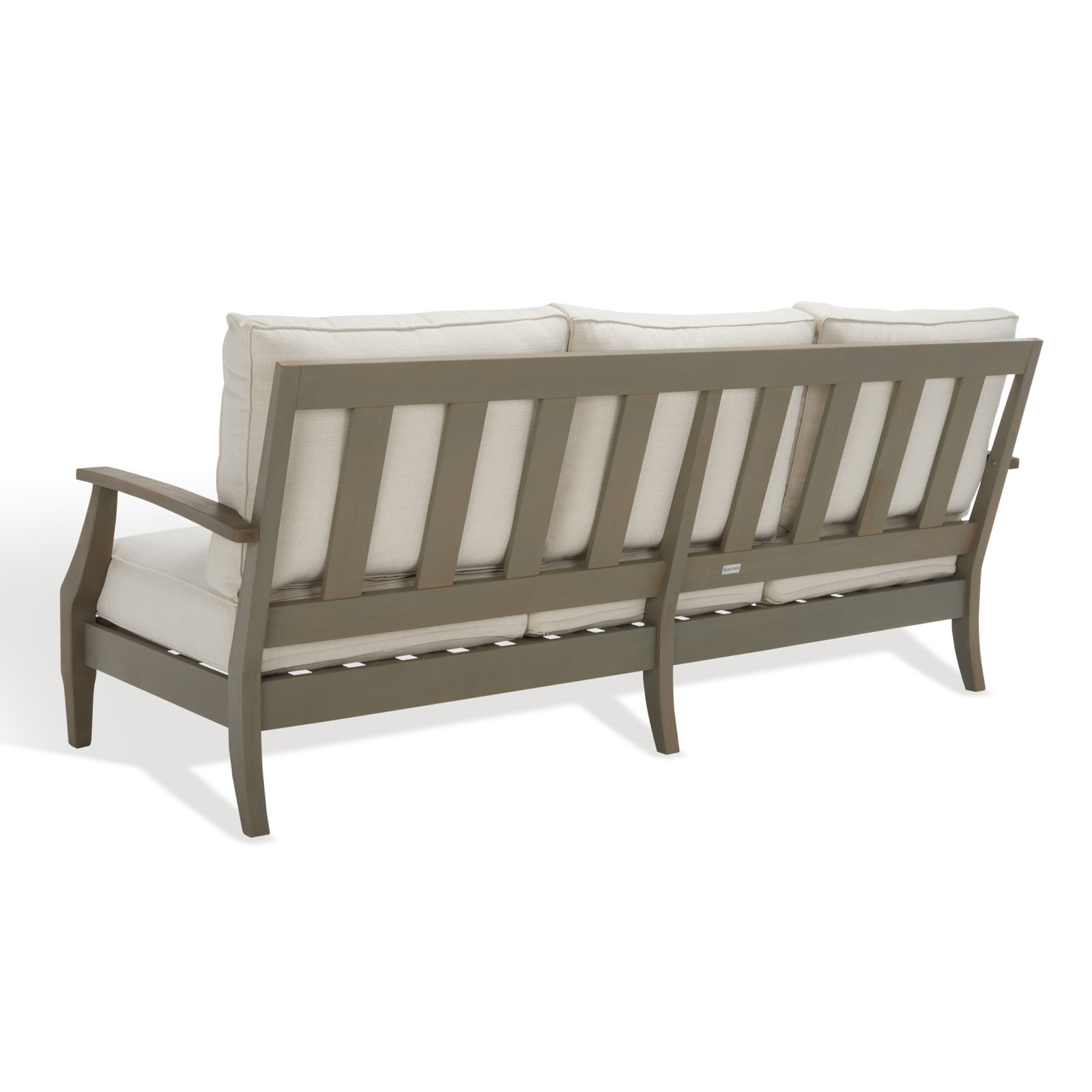 Samya 82" Eucalyptus Patio Sofa, Light Gray/Beige