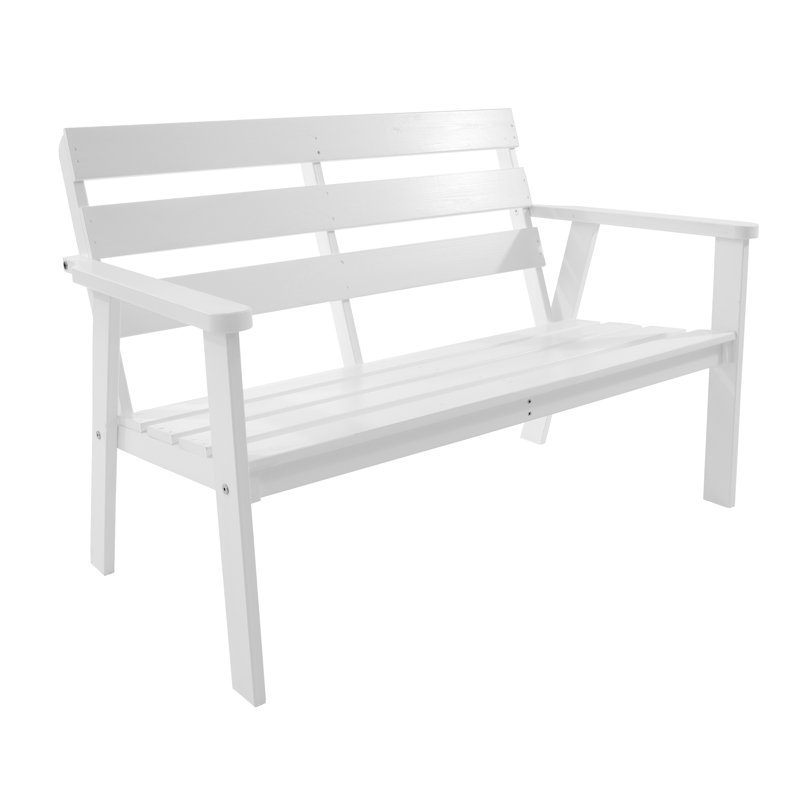Erwon Solid Wood Pine Outdoor Bench, White