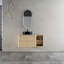 Meuble-lavabo mural 42 po avec lavabo d'art en céramique et 1 tablette de rangement, 2 portes à fermeture douce, emballage KD, contreplaqué