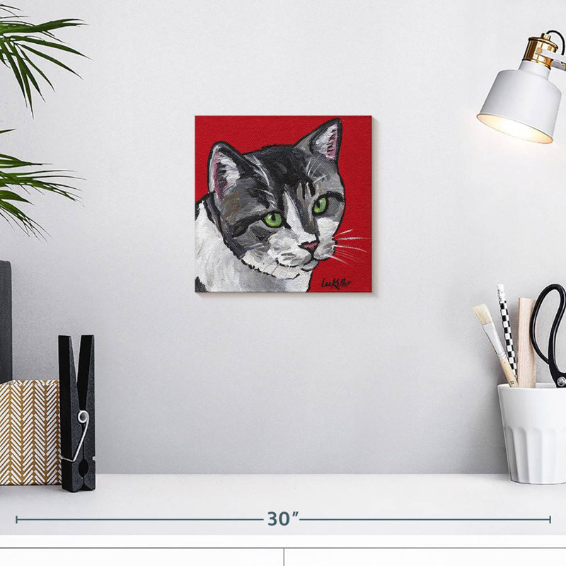 Crowle Cat Tabby On Red, 10" H x 10" W