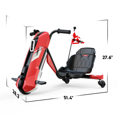 Kart électrique à la dérive 12V avec siège réglable, musique Bluetooth et rotation à 360 °